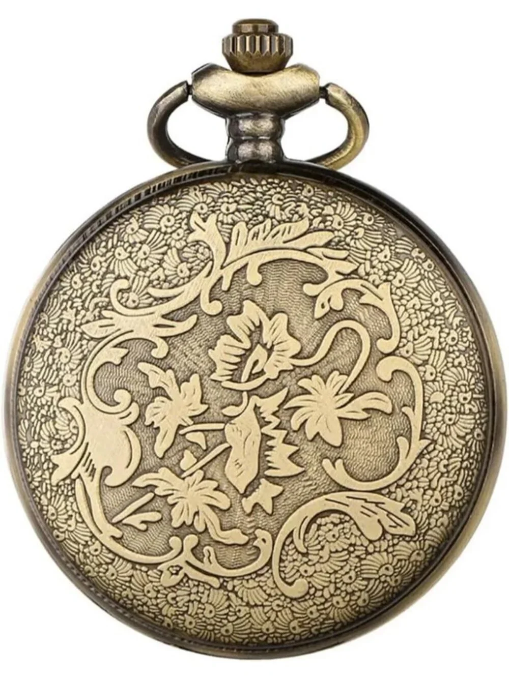 Men's White Vintage Chain Quartz Bronze Vines Necklace Halloween Pocket Watch